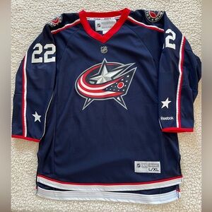 Reebok Columbus Bluejackets Kids Navy Blue Hockey Jersey - Youth L-XL / WomenS-M